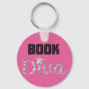 Buch-silberner Diva-Schlüsselanhänger (Rosa) Schlüsselanhänger