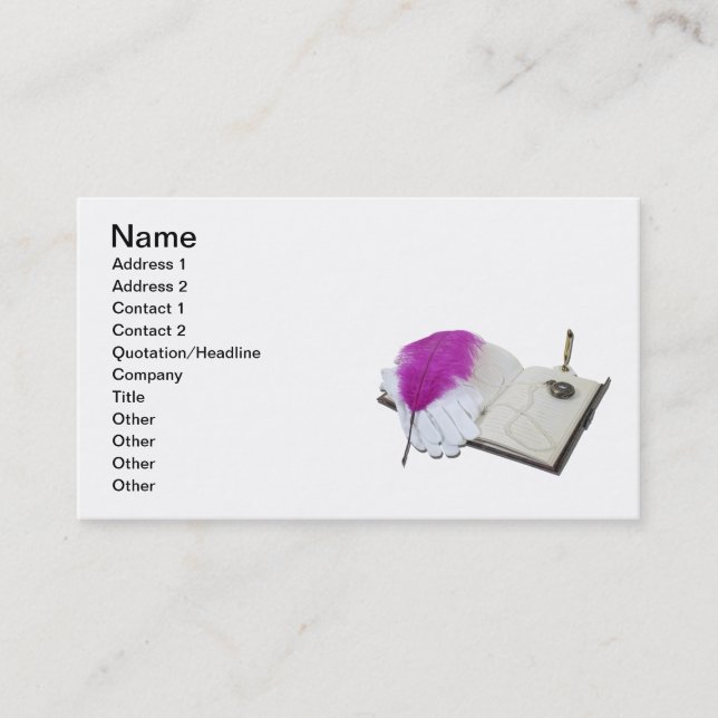 Buch-Stift-Handschuh-Uhr Visitenkarte (Vorderseite)
