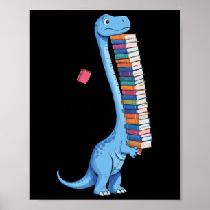 Buch tragender Dinosaurier liest Dino  Poster
