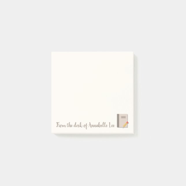 Buch und Bleistift Post-it Klebezettel (Vorderseite)