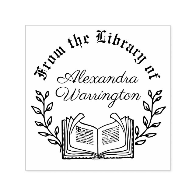 Buch- und Botanische Zweige #3 Bibliothekskriptnam Permastempel (Design)