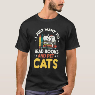 Buch- und Katzenbekleidung für Bücherwürmer, die B T-Shirt
