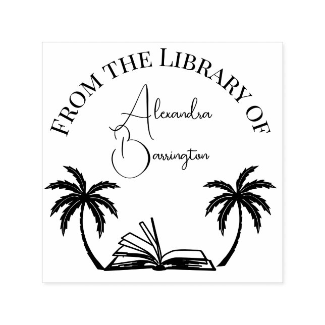 Buch- und Palmbaumen #1 Bibliothekskriptname Permastempel (Design)