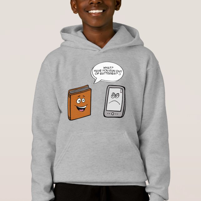Buch vs. E-Book Hoodie (Vorderseite)