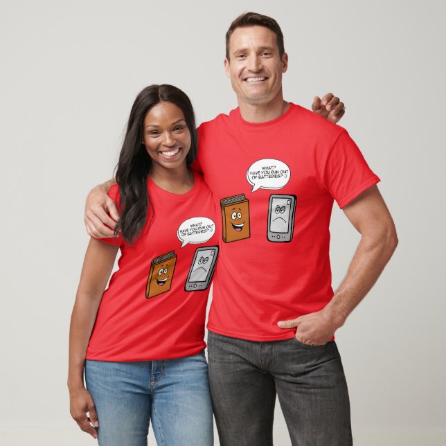 Buch vs. E-Book T-Shirt (Unisex)