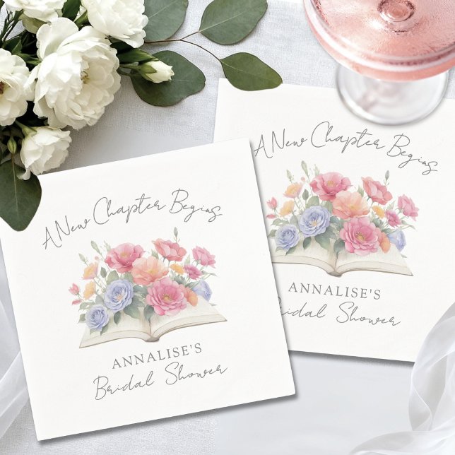 Buch Wasserfarben Floral Junggesellinnenabschied Serviette (Book Watercolor Floral Bridal Shower Napkins)