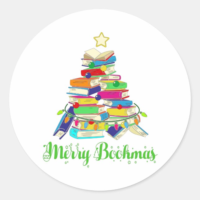 Buch Weihnachtsbaum, Buch Weihnachten Runder Aufkleber (Vorderseite)