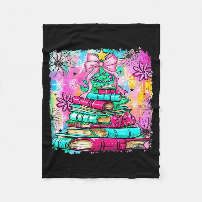 Buch Weihnachtsbaumlichter Lehrer Bibliothekar Buc Fleecedecke (Vorderseite)
