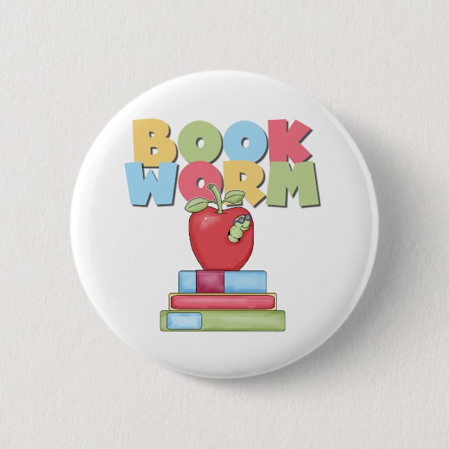 Buch-Wurm Button (Vorderseite)
