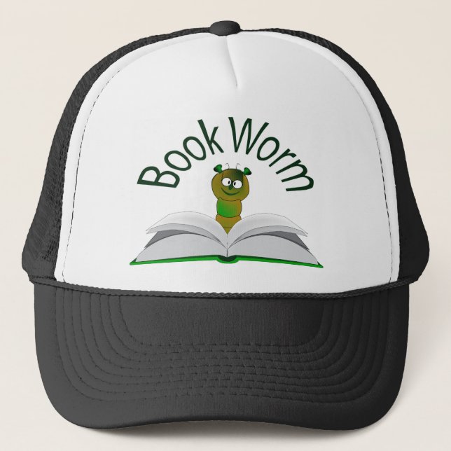 Buch-Wurm-Hut Truckerkappe (Vorderseite)
