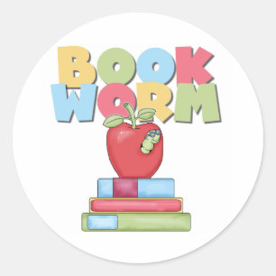 Buch-Wurm Runder Aufkleber