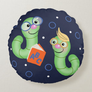 Buch-Wurm Rundes Kissen