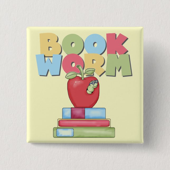 Buch-Wurm-T-Shirts und Geschenke Button (Vorderseite)