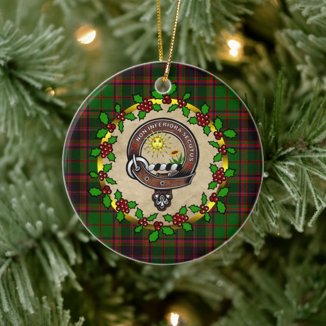 Buchan Clan Abzeichen & Tartan Personalisiert Xmas Keramik Ornament (Baum)
