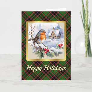 Buchan Tartan w/Robin Personalisiert Xmas Karte
