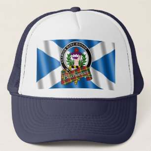 Buchanan Clan Abzeichen & Tartan Trucker Hat Truckerkappe