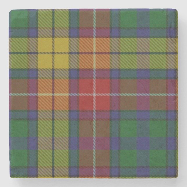 Buchanan Clan Tartan Kariert Stone Untersetzer (Vorderseite)