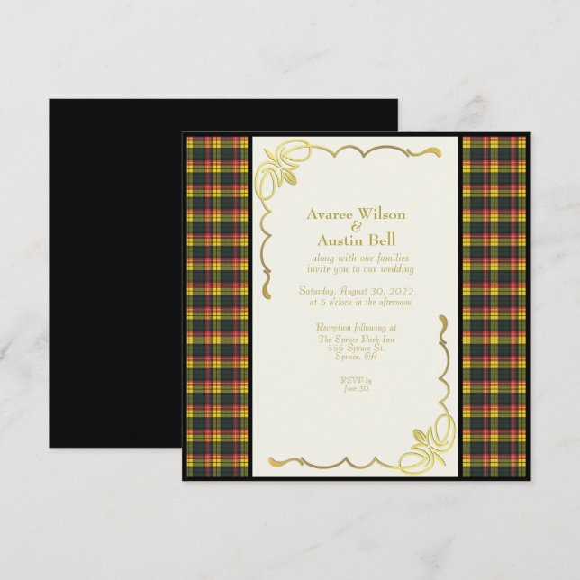 Buchanan Modern Tartan Wedding Einladung (Vorne/Hinten)