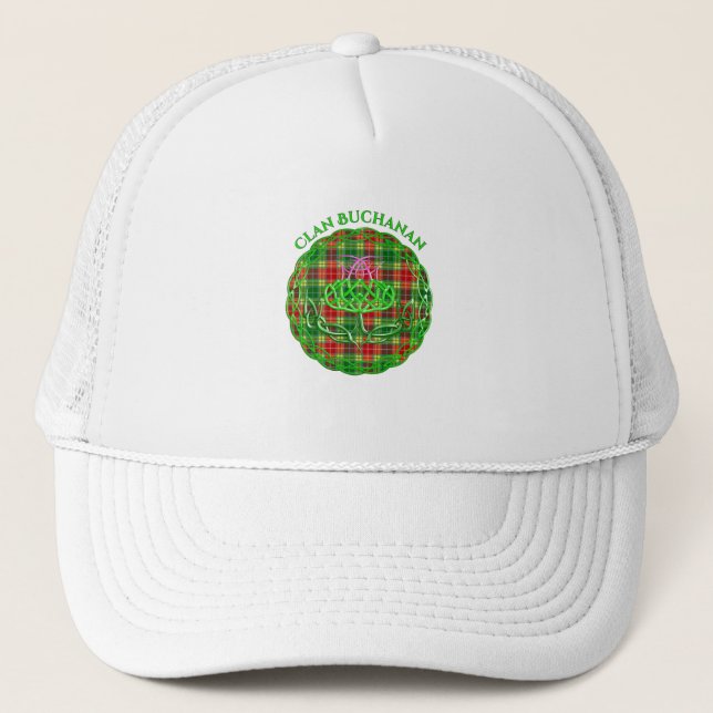 Buchanan Scottish Tartan Celtic Thistle Truckerkappe (Vorderseite)