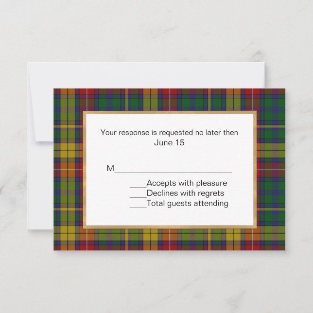 Buchanan Tartan Kariert Wedding RSVP Card (Vorderseite)