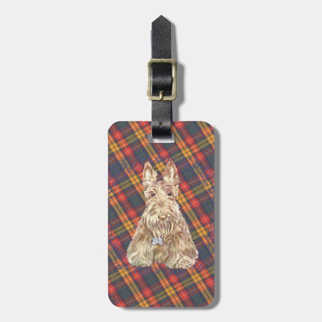 Buchanan Tartan Scottie Gepäckanhänger (Vorderseite vertikal)
