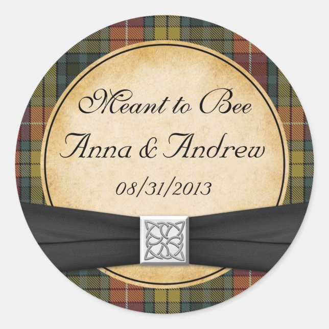 Buchanan Tartan Scottish Celtic Wedding Sticker (Vorderseite)