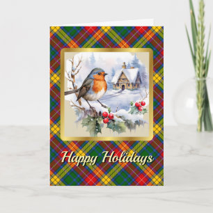 Buchanan Tartan w/Robin Personalisiert Xmas Karte