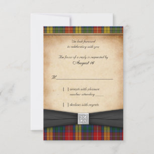 Buchanan Tartan Wedding Reply RSVP Card Ver 2