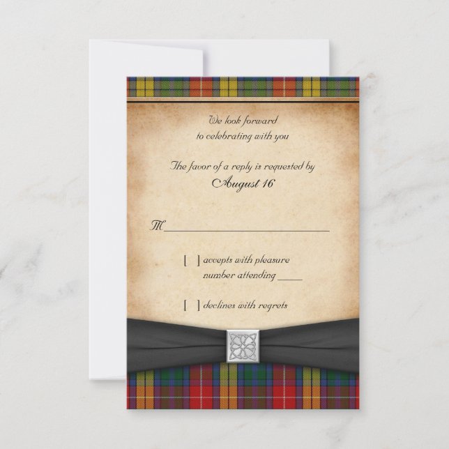 Buchanan Tartan Wedding Reply RSVP Card Ver 2 Karte (Vorderseite)