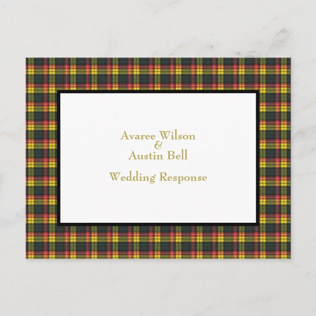 Buchanan Tartan Wedding Response Postkarte (Vorderseite)