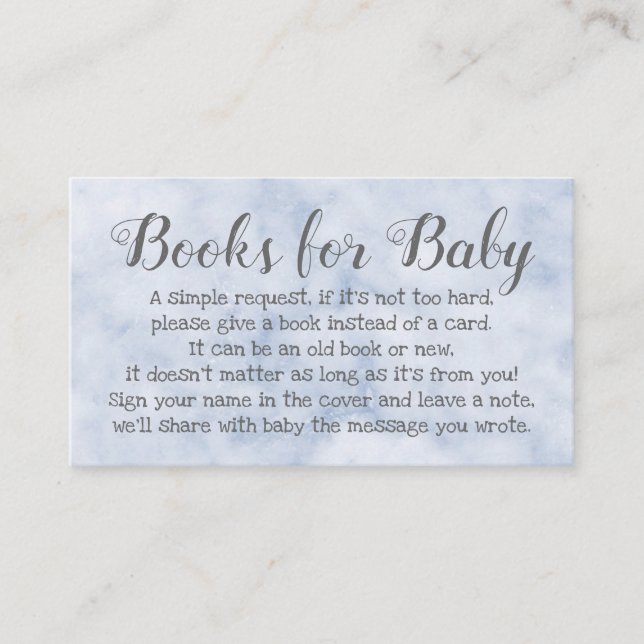 Buchanfrage für Baby Shower Blue Gedicht Einladung (Vorderseite)