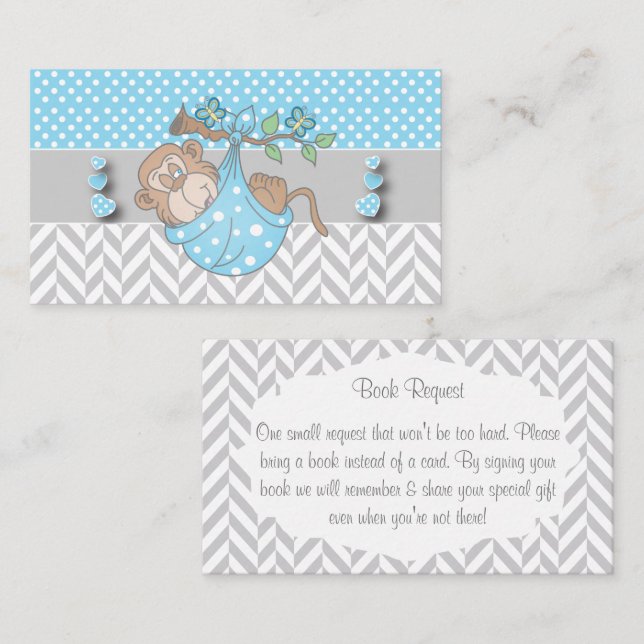 Buchanfrage für Blaue, Weiße und Graue Affen Begleitkarte (Vorne/Hinten)