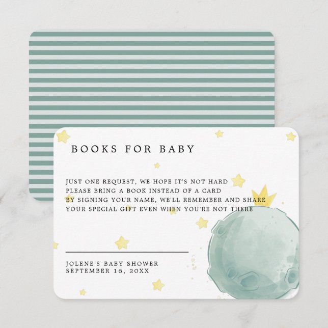 Buchanfrage | Le Petit Prince Baby Dusche Begleitkarte (Vorne/Hinten)