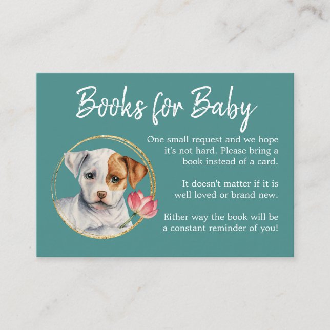 Buchanfrage | Puppy Dog Baby Dusche Begleitkarte (Vorderseite)
