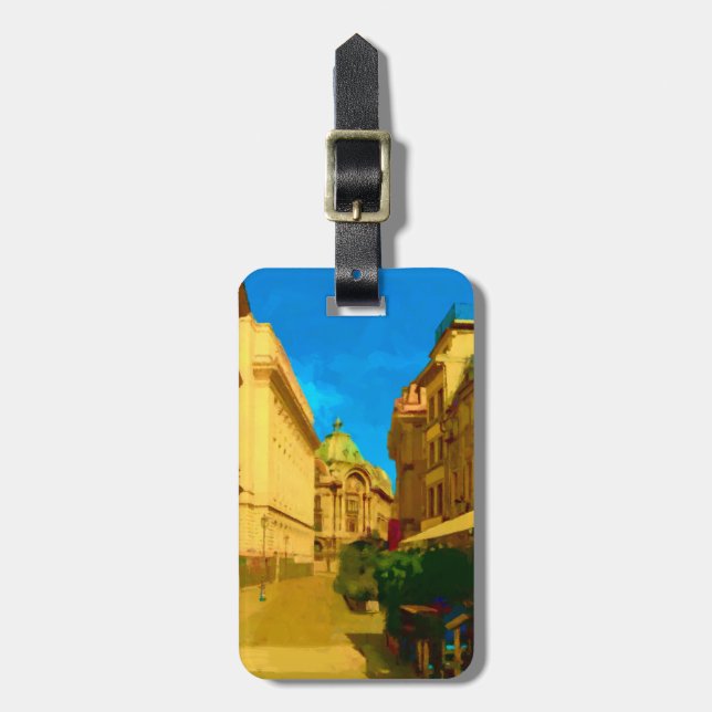 Bucharest Pallace Digital Painting Art Print Gepäckanhänger (Vorderseite vertikal)