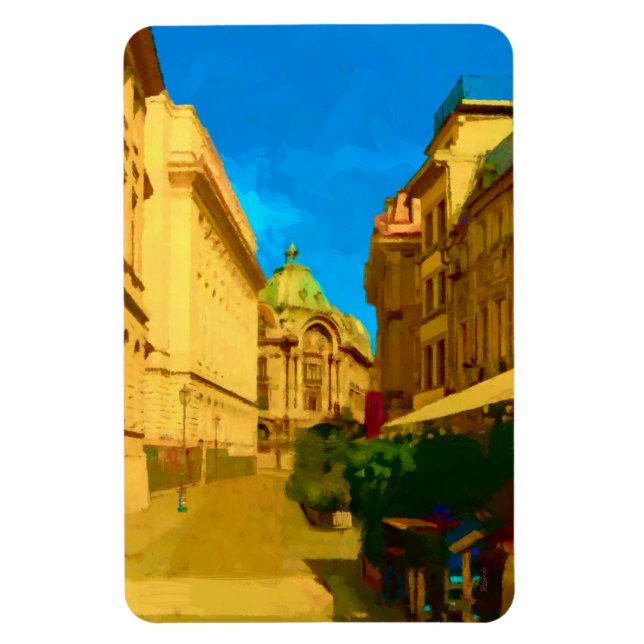 Bucharest Pallace Digital Painting Art Print Magnet (Vertikal)