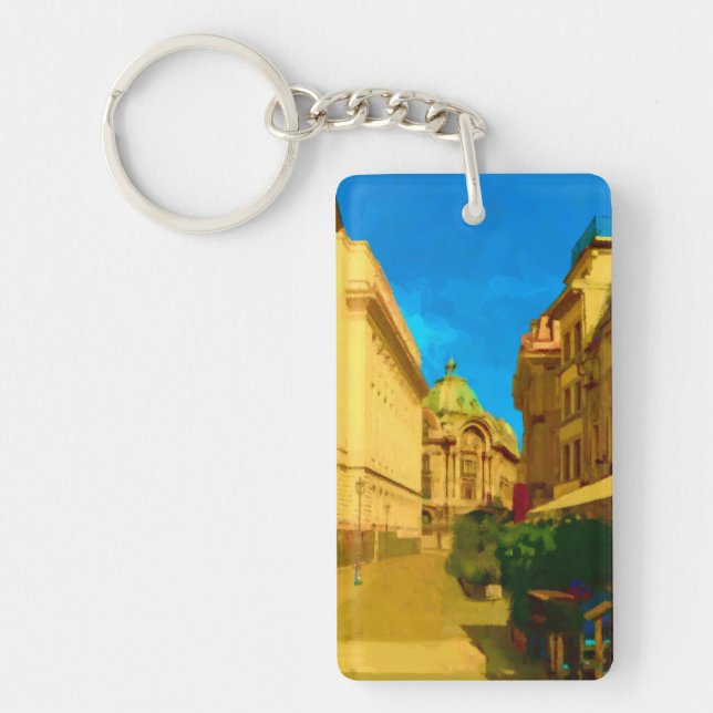 Bucharest Pallace Digital Painting Art Print Schlüsselanhänger (Vorderseite)