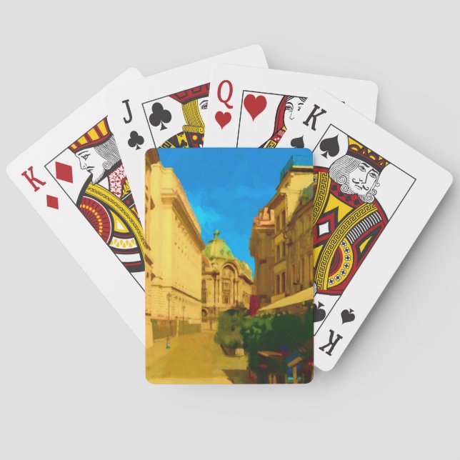 Bucharest Pallace Digital Painting Art Print Spielkarten (Rückseite)