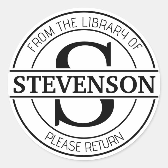 Buchaufkleber, Buchzeichen Custom modern monogram Runder Aufkleber (Vorderseite)