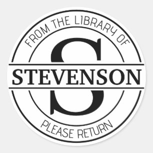 Buchaufkleber, Buchzeichen Custom modern monogram Runder Aufkleber