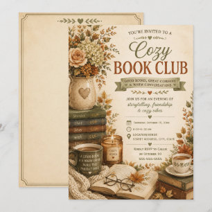 Buchclub Rustikal Vintage Herbst Einladung