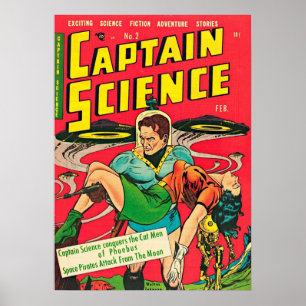 Buchcover des Kapitäns Science Comic Poster