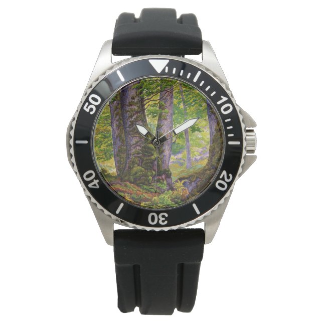 Buche Bäume im Wald (Wald) (Paul Ranson) Armbanduhr (Vorderseite)