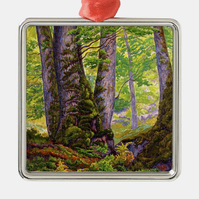 Buche Bäume im Wald (Wald) (Paul Ranson) Ornament Aus Metall (Vorne)