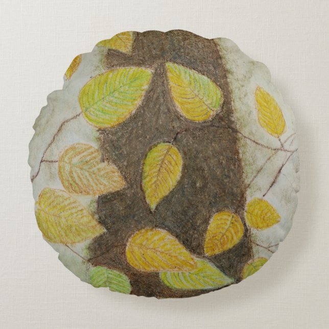 Buche-Blätter Rundes Kissen (Vorderseite)