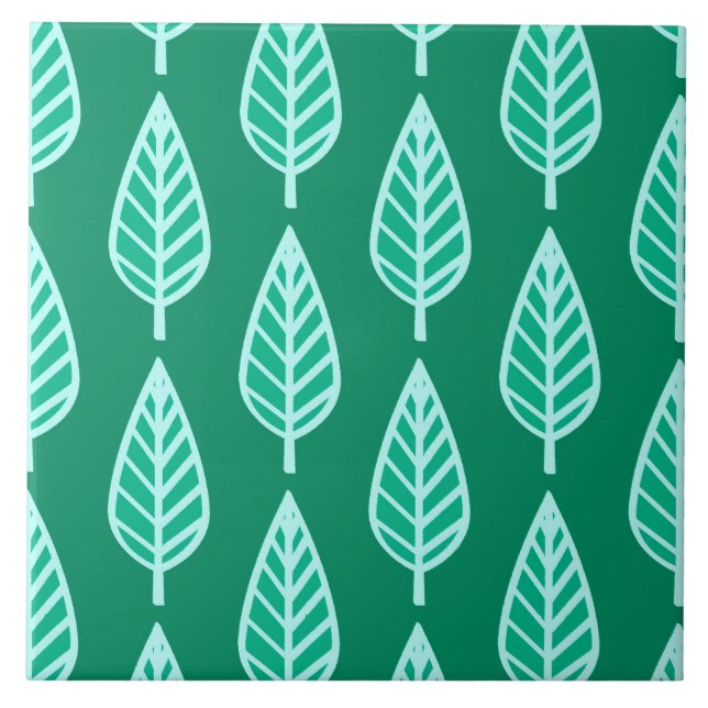 Buche Leaf Muster, Türkis und Aqua Fliese (Vorderseite)