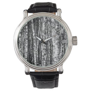 Buche, weiß und Holzkohle, grau/grau Armbanduhr