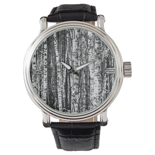 Buche, weiß und Holzkohle, grau/grau Armbanduhr (Vorderseite)