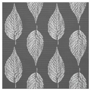 Buchen-Blatt-Kreide-Druck, Graues/Grau und Weiß Stoff