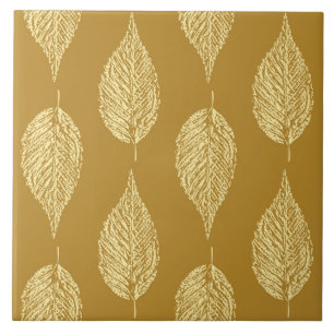 Buchen-Blatt-Kreide-Druck, Senf-Gelb/Gold Fliese